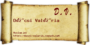 Décsi Valéria névjegykártya