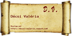 Décsi Valéria névjegykártya